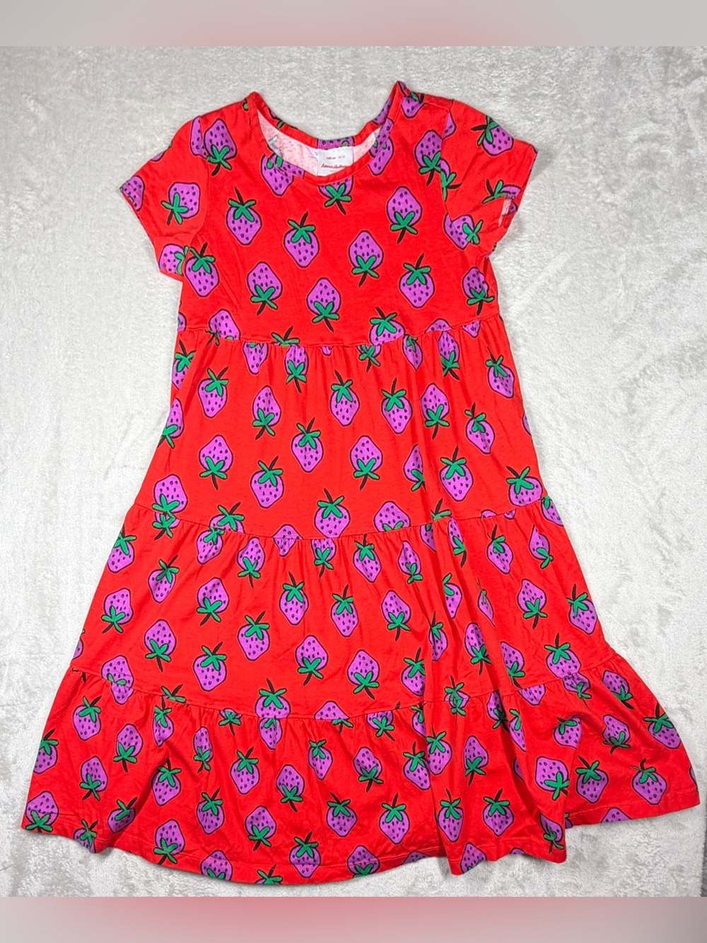 Hanna Andersson Twirl Power Very Strawberry Red Purple Green Midi Dress Girls 10